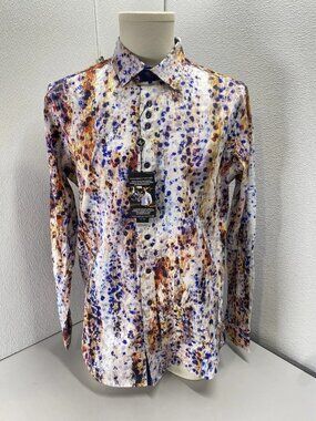 Au Noir Men’s Tongas Abstract Print Long Sleeve Button-Up Shirt Size L Multicolo